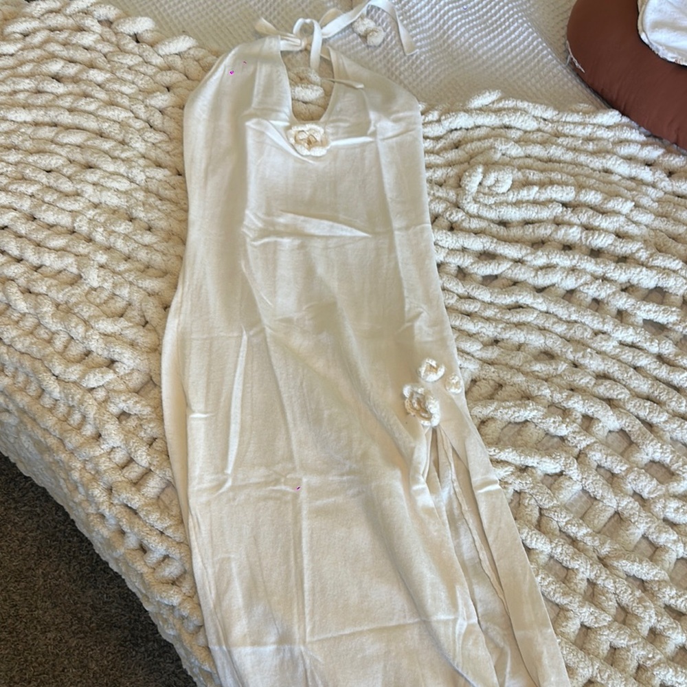 SHEIN Cream Backless Dress